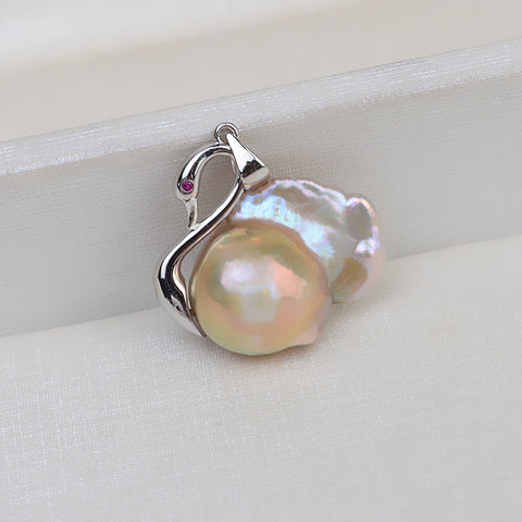 Swan Pendant Baroque Pearl Accessories 925 Sterling Silver (Pearls Not Included)