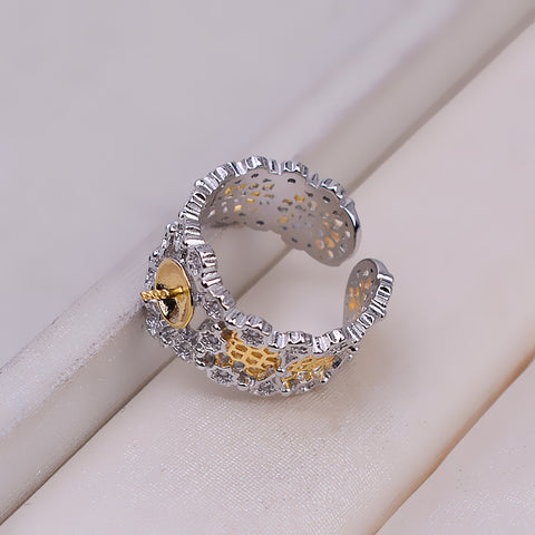 Plating Ring 925 Sterling Silver Accessories 7-8mm (Pearls Not Included)