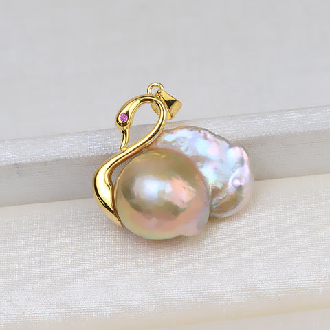 Swan Pendant Baroque Pearl Accessories 925 Sterling Silver (Pearls Not Included)