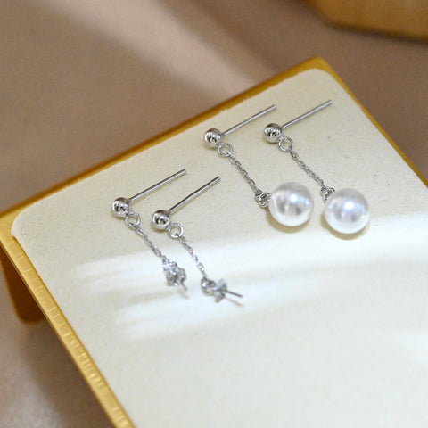 Chain 925 Sterling Silver Earring Accessories 7mm (Pearls Not Included)