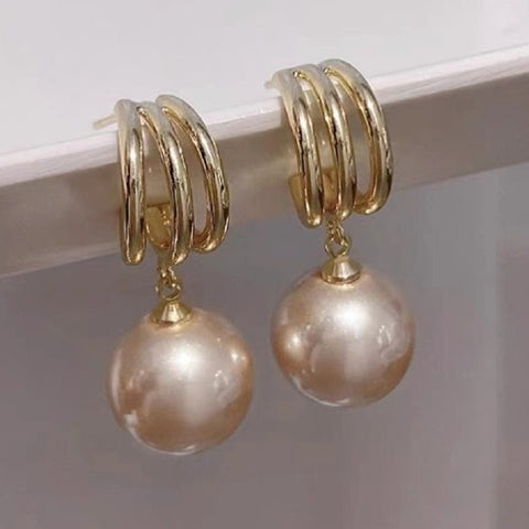 Three-hoop Earrings 925 Sterling Silver Earring Accessories 8mm (Pearls Not Included)
