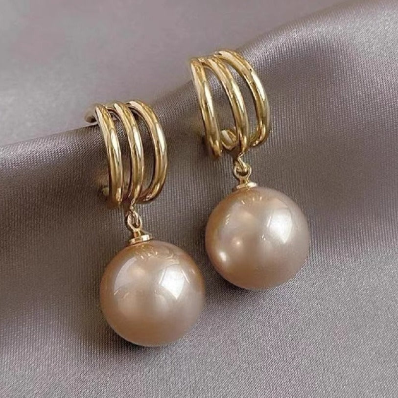 Three-hoop Earrings 925 Sterling Silver Earring Accessories 8mm (Pearls Not Included)