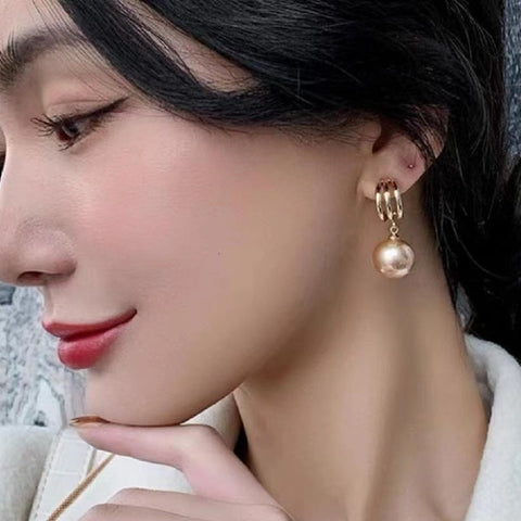 Three-hoop Earrings 925 Sterling Silver Earring Accessories 8mm (Pearls Not Included)