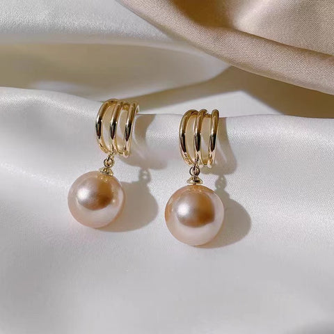 Three-hoop Earrings 925 Sterling Silver Earring Accessories 8mm (Pearls Not Included)