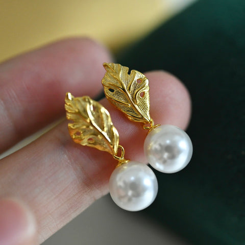 Leaf 925 Sterling Silver Earring Accessories 8mm (Pearls Not Included)