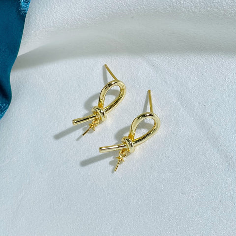 Knot 925 Sterling Silver Earring Accessories 12mm (Pearls Not Included)