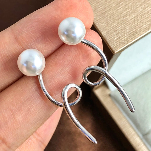 Curve 925 Sterling Silver Earring Accessories 9mm (Pearls Not Included)