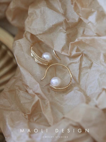 Feather 925 Sterling Silver Earring Accessories 5-7mm (Pearls Not Included)