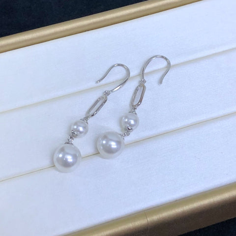 Double Pearls 925 Sterling Silver Earring Accessories 6-9mm (Pearls Not Included)