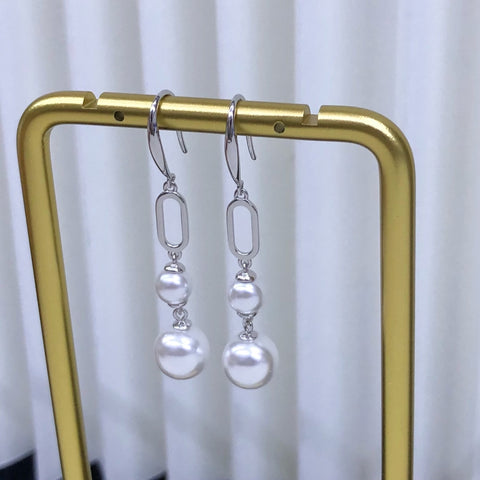 Double Pearls 925 Sterling Silver Earring Accessories 6-9mm (Pearls Not Included)