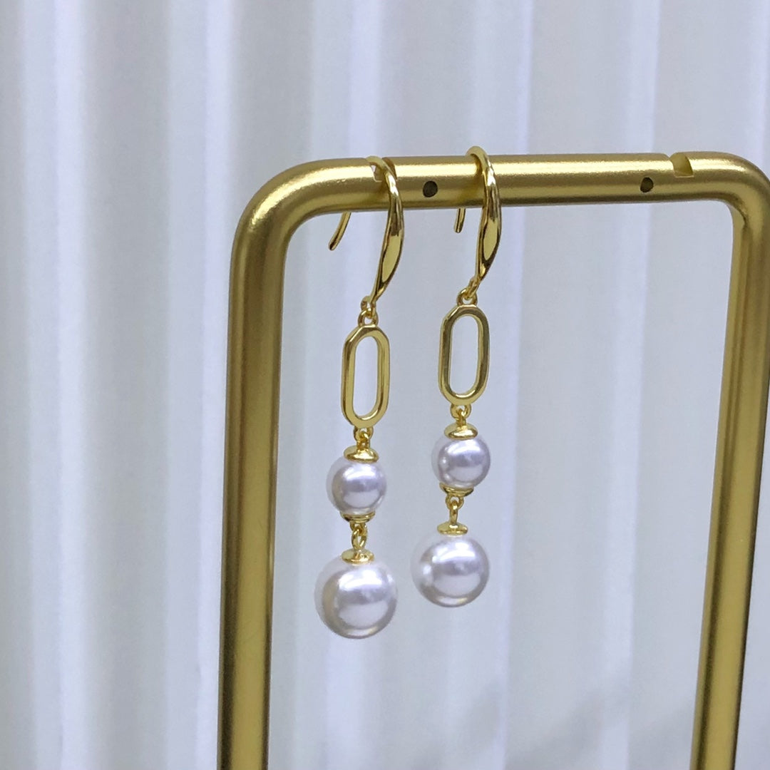 Double Pearls 925 Sterling Silver Earring Accessories 6-9mm (Pearls Not Included)