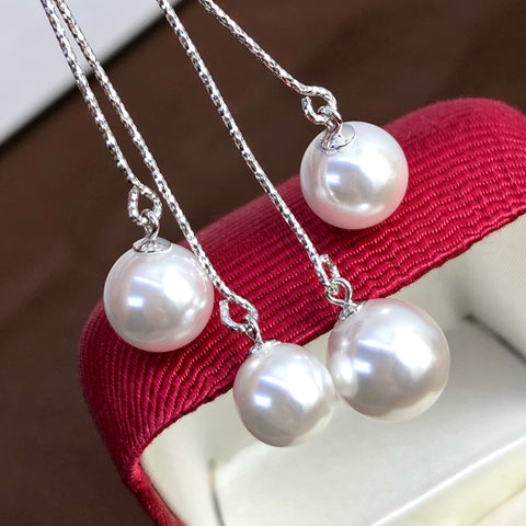 Double Chain 925 Sterling Silver Earring Accessories 9mm (Pearls Not Included)