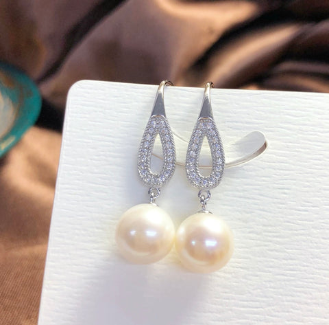 Drop Shape 925 Sterling Silver Earring Accessories 9mm (Pearls Not Included)