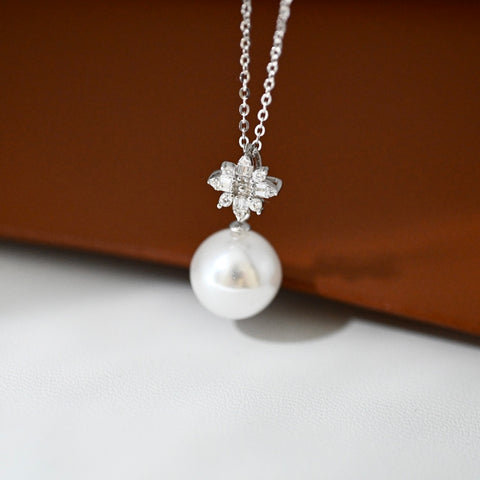 Snowflake Pendant 925 Sterling Silver Accessories 10mm (Pearls Not Included)