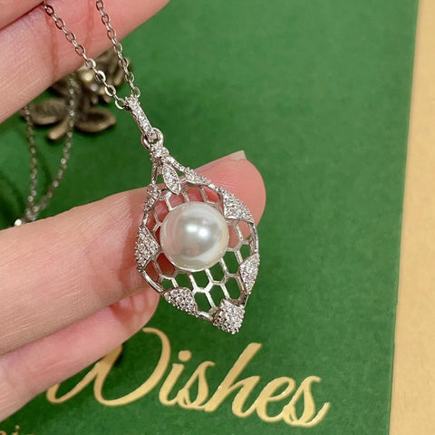 Hollow-carved Design Pendant 925 Sterling Silver Accessories 8mm (Pearls Not Included)