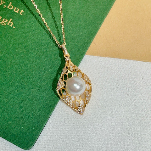 Hollow-carved Design Pendant 925 Sterling Silver Accessories 8mm (Pearls Not Included)