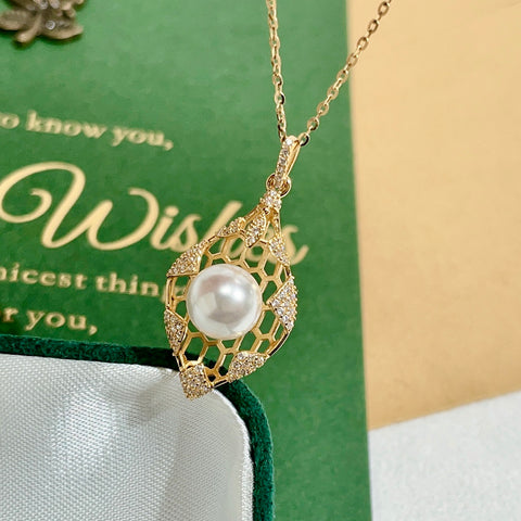 Hollow-carved Design Pendant 925 Sterling Silver Accessories 8mm (Pearls Not Included)