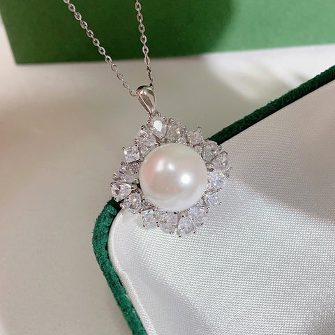 Pendant 925 Sterling Silver Accessories 12mm (Pearls Not Included)