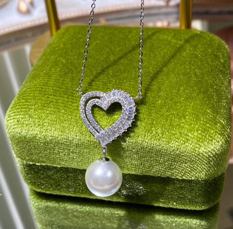 Love Heart Pendant 925 Sterling Silver Accessories 12mm (Pearls Not Included)