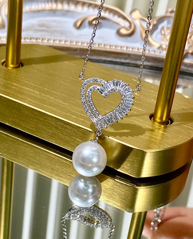 Love Heart Pendant 925 Sterling Silver Accessories 12mm (Pearls Not Included)