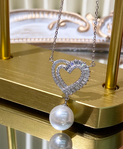 Love Heart Pendant 925 Sterling Silver Accessories 12mm (Pearls Not Included)