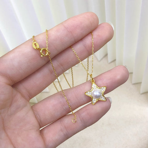 Star Shape Pendant 925 Sterling Silver Accessories 6mm (Pearls Not Included)