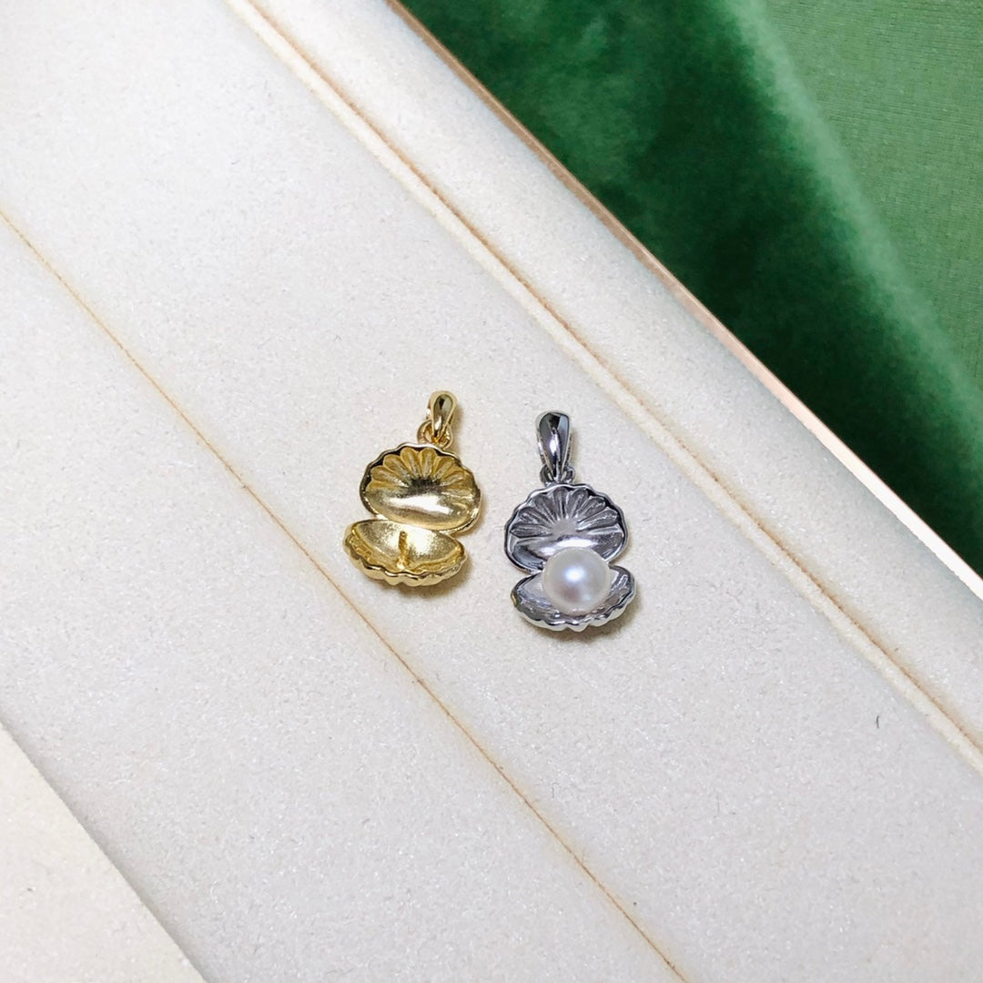 Shell Shape Pendant 925 Sterling Silver Accessories 5mm (Pearls Not Included)