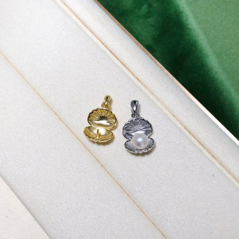 Shell Shape Pendant 925 Sterling Silver Accessories 5mm (Pearls Not Included)