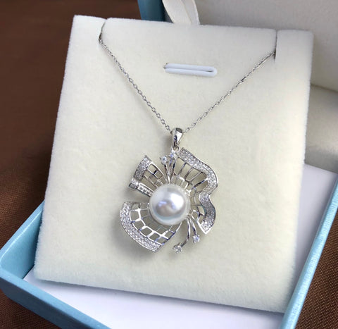 Pendant 925 Sterling Silver Accessories 9.8mm (Pearls Not Included)