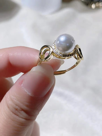Circles Ring 925 Sterling Silver Accessories 8mm (Pearls Not Included)