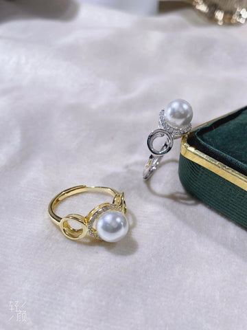 Circles Ring 925 Sterling Silver Accessories 8mm (Pearls Not Included)