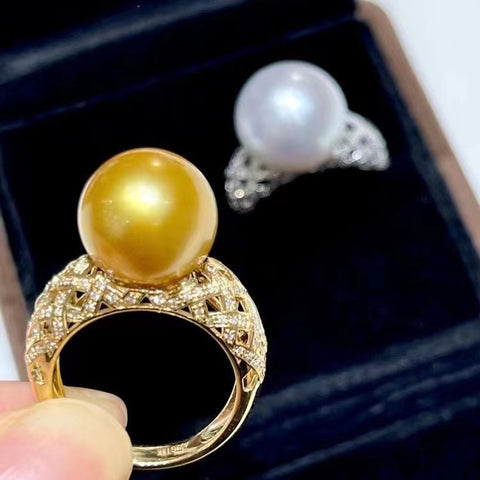 Hollow Ring 925 Sterling Silver Accessories 12mm (Pearls Not Included)
