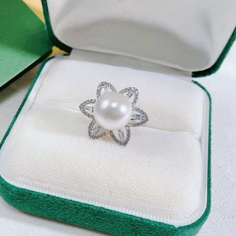 Flower Ring 925 Sterling Silver Accessories 12mm (Pearls Not Included)