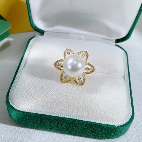Flower Ring 925 Sterling Silver Accessories 12mm (Pearls Not Included)