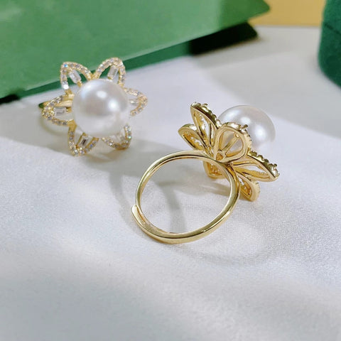 Flower Ring 925 Sterling Silver Accessories 12mm (Pearls Not Included)