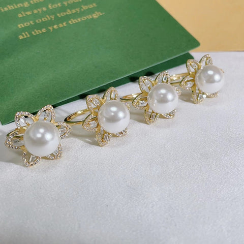 Flower Ring 925 Sterling Silver Accessories 12mm (Pearls Not Included)