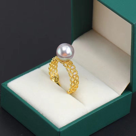 Hollow Chunky Ring 925 Sterling Silver Accessories 8mm (Pearls Not Included)
