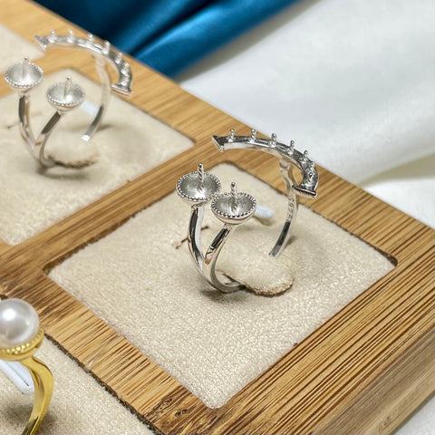 Ring 925 Sterling Silver Accessories 3mm+6mm (Pearls Not Included)
