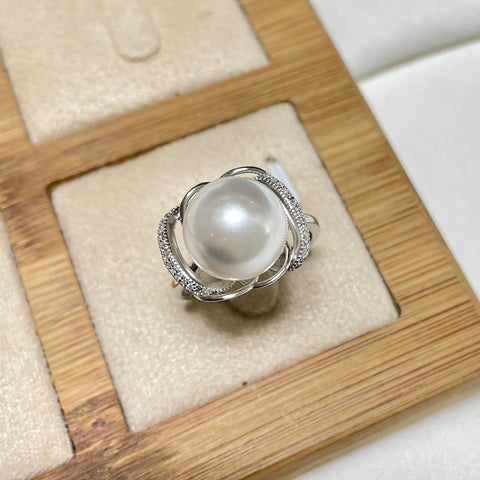 Streamline Ring 925 Sterling Silver Accessories 12mm (Pearls Not Included)
