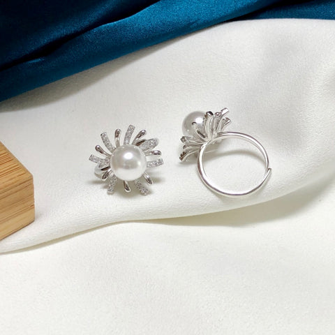 Blooming Flowers Ring 925 Sterling Silver Accessories 10mm (Pearls Not Included)
