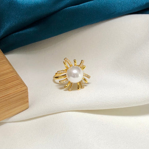 Blooming Flowers Ring 925 Sterling Silver Accessories 10mm (Pearls Not Included)