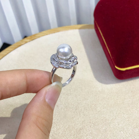 Flower Ring 925 Sterling Silver Accessories 9mm (Pearls Not Included)