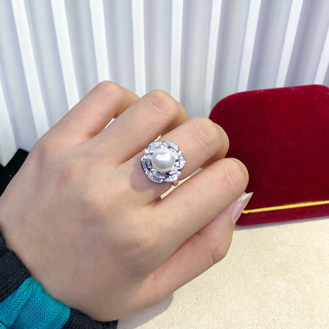 Flower Ring 925 Sterling Silver Accessories 9mm (Pearls Not Included)