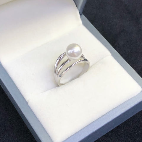 Three-rows Ring 925 Sterling Silver Accessories 8mm (Pearls Not Included)