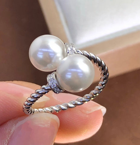 Twist Ring 925 Sterling Silver Accessories 8mm (Pearls Not Included)