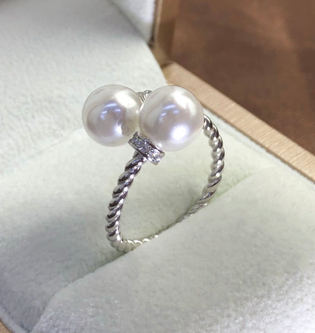 Twist Ring 925 Sterling Silver Accessories 8mm (Pearls Not Included)