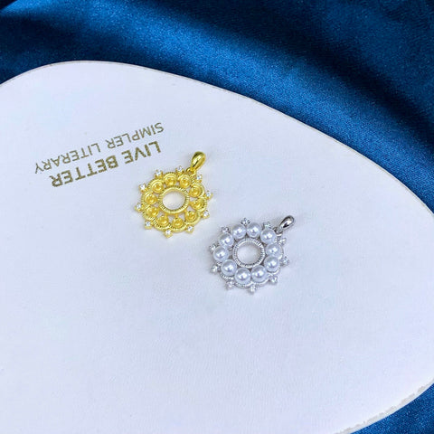 Round Pendant 925 Sterling Silver Accessories 3.5mm (Pearls Not Included)