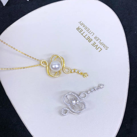 Secret Key Pendant 925 Sterling Silver Accessories 9mm (Pearls Not Included)
