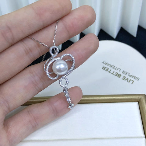 Secret Key Pendant 925 Sterling Silver Accessories 9mm (Pearls Not Included)