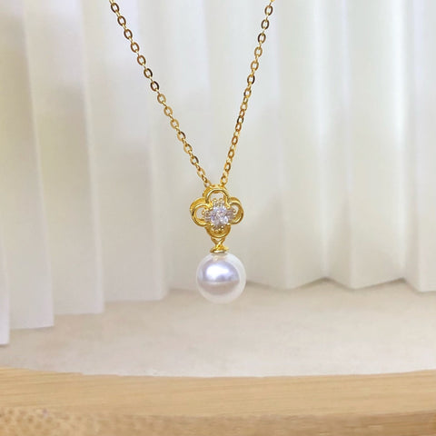 Clover Pendant 925 Sterling Silver Accessories 8mm (Pearls Not Included)
